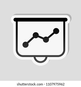 Projector screen for presentations, grow finance graphic. Sticker style with white border and simple shadow on gray background