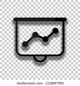Projector screen for presentations, grow finance graphic. Black glass icon with soft shadow on transparent background - Powered by Shutterstock - Get 15% off with code: PIKWIZARD15