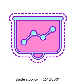 Projector screen for presentations, grow finance graphic. Colored sketch with dotted border on white background