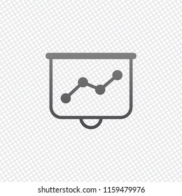 Projector screen for presentations, grow finance graphic. On grid background