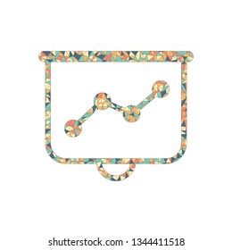 Projector screen for presentations, grow finance graphic. Colored mosaic with polygons
