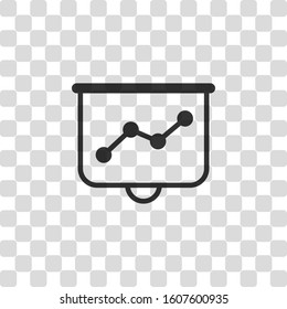 Projector screen for presentations, grow finance graphic. Black symbol on transparency grid