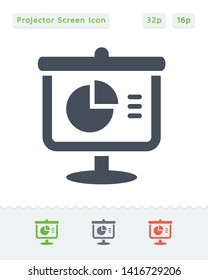 Projector Screen & Statistics - Sticker Icons. A professional, pixel aligned icon.