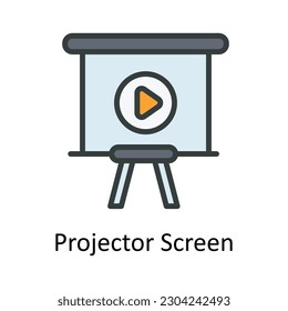 Projektor Screen Vektorgrafik Umriss Symbol Design Illustration. Werk in Bearbeitung Symbol auf weißem Hintergrund EPS10-Datei