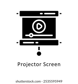 Vector de pantalla del proyector Icono de diseño de Gylph. Trabajo en progreso Símbolo en el fondo blanco EPS 10 Archivo