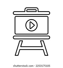 Icono De Reproducción De Vídeo De Pantalla De Proyector En Estilo De Línea