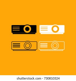 Projector set black and white icon .