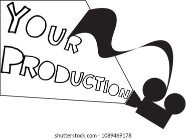 A Projector silhouette with 'Your Production' caption isolated on a white background