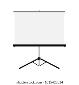 Projector Stand Screen Mockup Isolayed On White Background. Vector Illustration