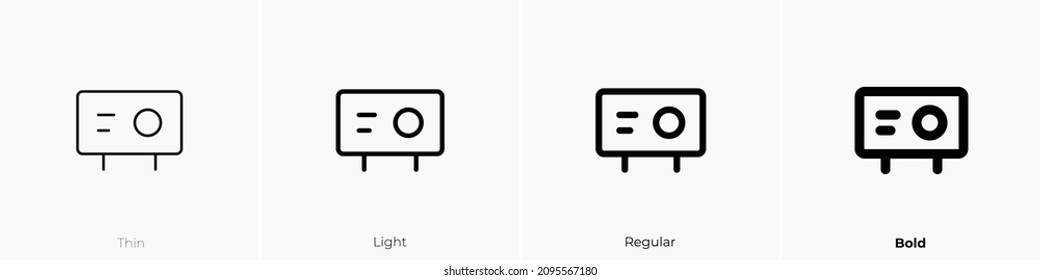 projector two icon. Thin, Light Regular And Bold style design isolated on white background