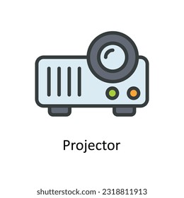 Projektor Vector Fill Umriss Symbol Design Illustration. Netzwerk- und Kommunikationssymbol auf weißem Hintergrund EPS10-Datei

