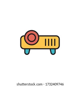diseño de color de contorno relleno del vector del proyector. aislado en fondo blanco