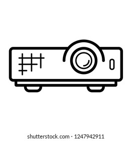 Projector. Vector flat outline icon illustration isolated on white background.
