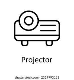 Ilustración de diseño de iconos del contorno del vector del proyector. Símbolo de streaming en línea sobre archivo EPS 10 de fondo blanco
