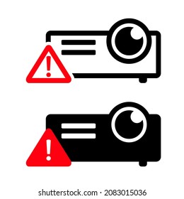 Projektorwarnung. Aufmachung mit Ausrufezeichen.