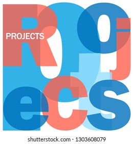 PROJECTS colorful typographic banner 