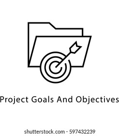 Projects Goals and Objectives Vector Line Icon 