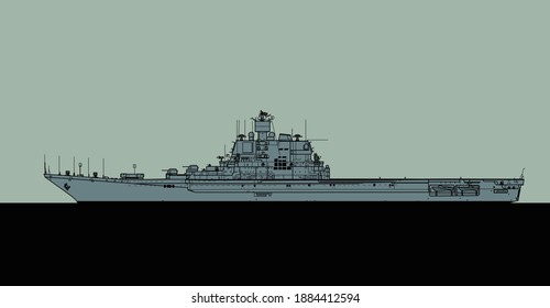 Projekt 1143.4 Soviet Heavy Aircraft-carrying Cruiser. Baku, Admiral Gorshkov, INS Vikramaditya. Vector Image For Illustrations And Infographics.