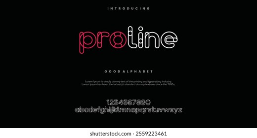 Proline abstract minimal modern alphabet fonts. Typography technology vector illustration