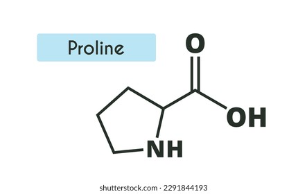 Proline Molecule Structure. (l-proline, Pro) Skeletal formula. Amino acid.