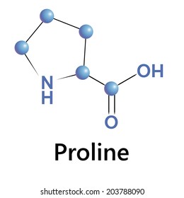 Proline molecule structure, medical vector illustration.