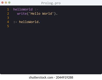 Prolog Language Hello World Program Sample In Editor Window