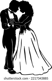 Prom Couple Dancing Vector Illustration