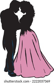 Prom Dance Couple Vector Illustration