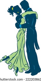 Prom Dance Couple Vector Illustration