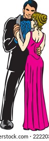 Prom Dance Couple Vector Illustration