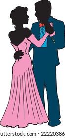 Prom Dance Couple Vector Illustration