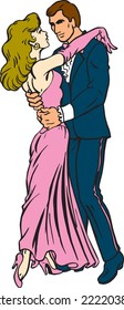 Prom Dance Couple Vector Illustration