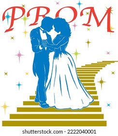 Prom Dance Stairway Vector Illustration