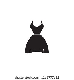 Prom dress black vector concept icon. Pom dress flat illustration, sign