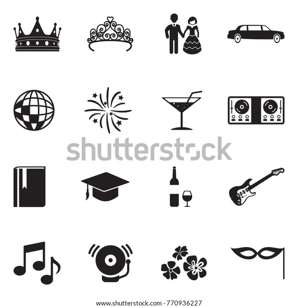 Prom Night Icons Black Flat Design Stock Vector (Royalty Free) 770936227