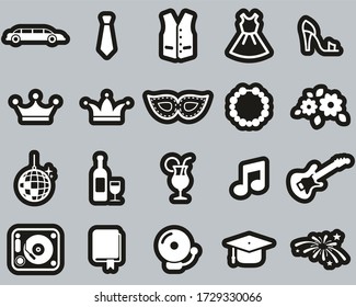 Prom Night Icons White On Black Sticker Set Big