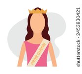 Prom queen vector icon clipart illustration