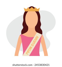 Prom queen vector icon clipart illustration