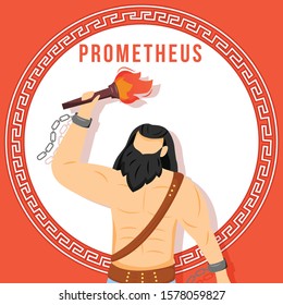 Prometheus red social media post mockup. Ancient Greek god. Mythological figure. Web banner design template. Social media booster, content layout. Poster, printable card with flat illustrations