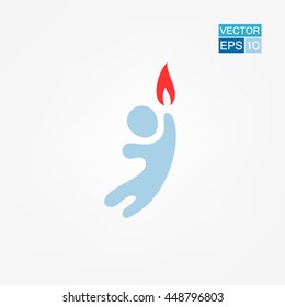 Prometheus sign. Fire in his hand. Vector Illustration.