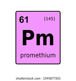 Promethium chemical element of periodic table. Sign with atomic number.