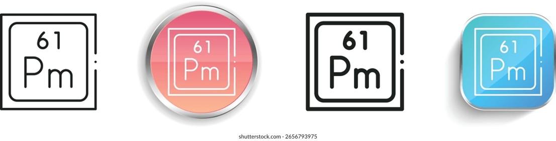 ícone do promethium. Design fino, linear, regular e estilo botão isolado no fundo branco