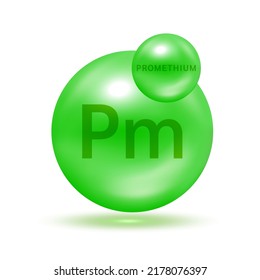 Promethium molecule models green. Ecology and biochemistry concept. Isolated spheres on white background. 3D Vector Illustration.