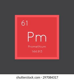 Promethium simple style tile icon. Chemical element of periodic table. Vector illustration EPS8