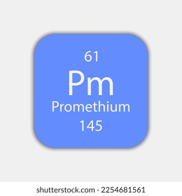 Promethium symbol. Chemical element of the periodic table. Vector illustration.