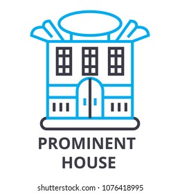 prominent house thin line icon, sign, symbol, illustation, linear concept, vector 