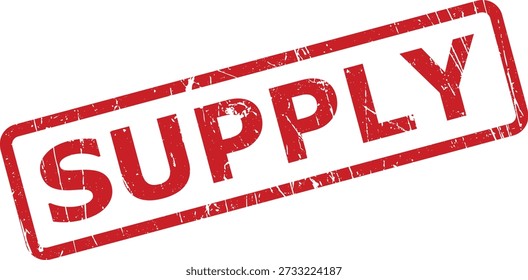 A prominent, textured red rubber stamp impression displays the word SUPPLY, signifying available goods, materials, or resources.