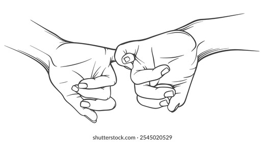 Promise hand line art vector illustration