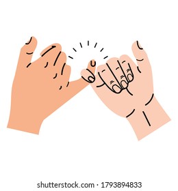 promise hands gesturing Hooking little fingers icon minimal vector