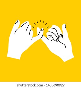 promise hands gesturing on yellow background